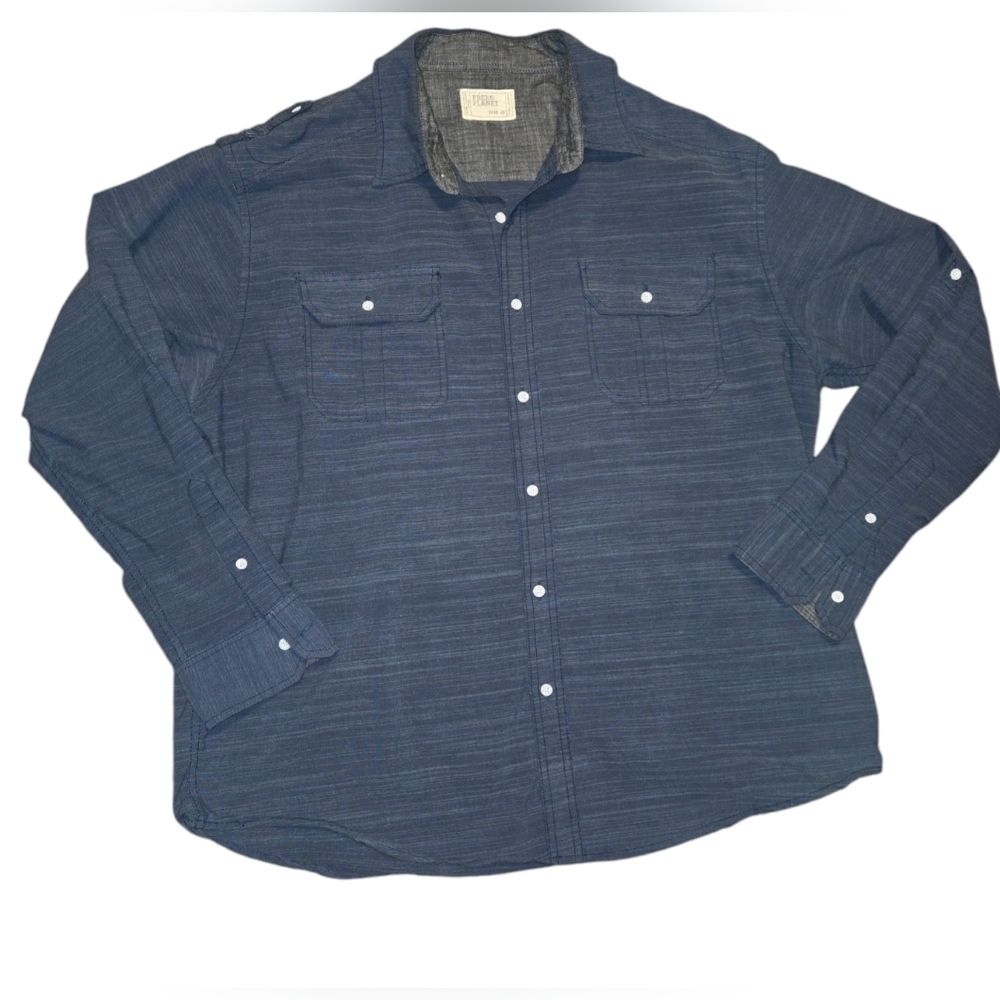 Men's Free Planet Button Down Shirt Jacket, Shacket, Size 2X